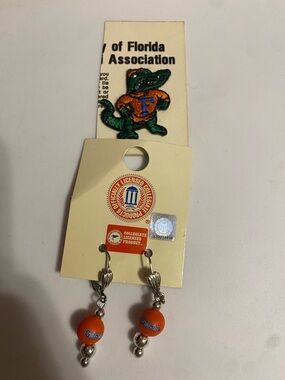 Univ Florida Gators Orange Bead Dangle Earrings